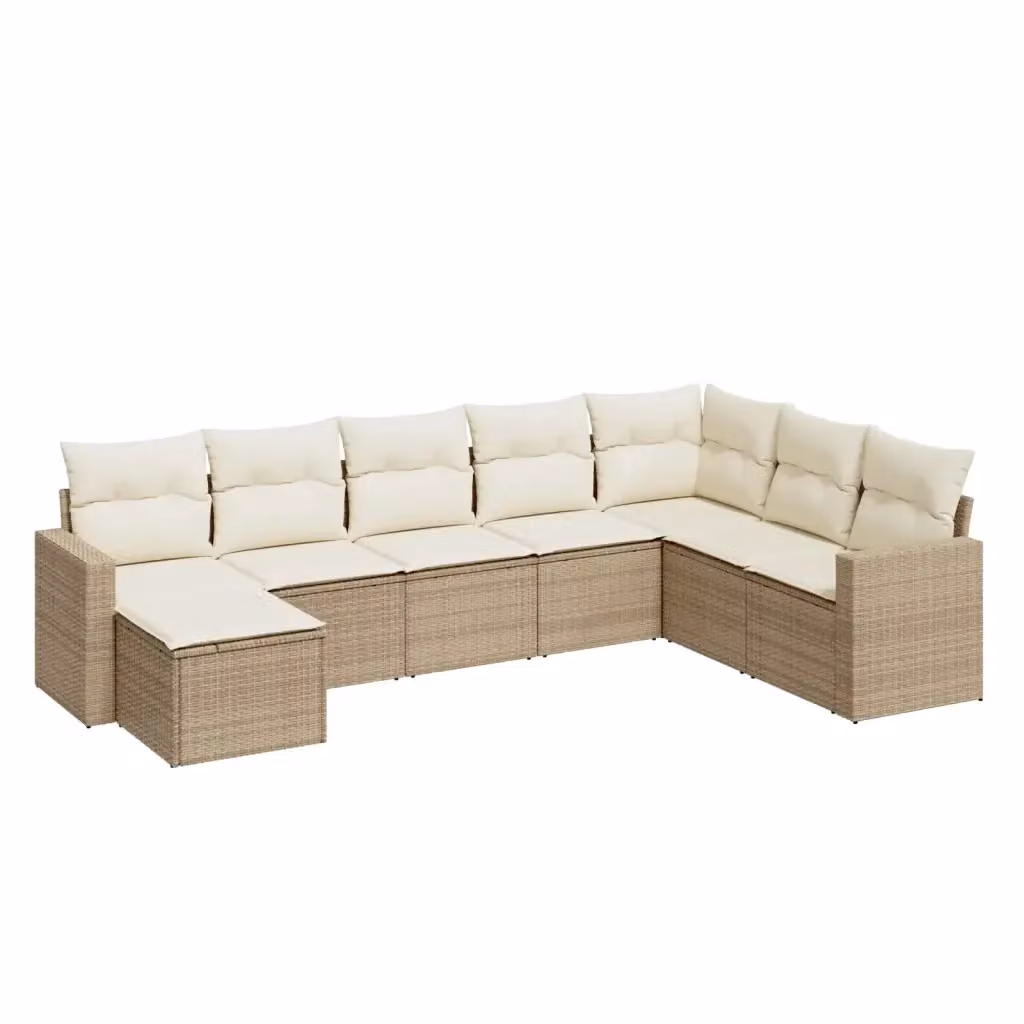 vidaXL Set Divano da Giardino a L 8 pz con Cuscini Beige e Struttura in Metallo – 2