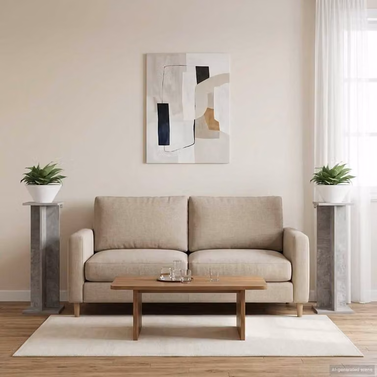 Set di 2 supporti per piante vidaXL in stile moderno, colore grigio cemento, L/P/H: 25 x 25,5 x 80,5 cm