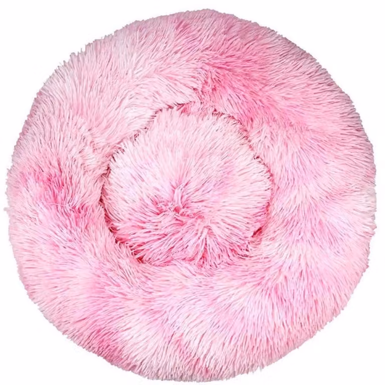 Cuccia per cani, forma rotonda, morbida, accogliente, tipo "donut", lavabile, antiscivolo, diametro 80 cm, colore rosa