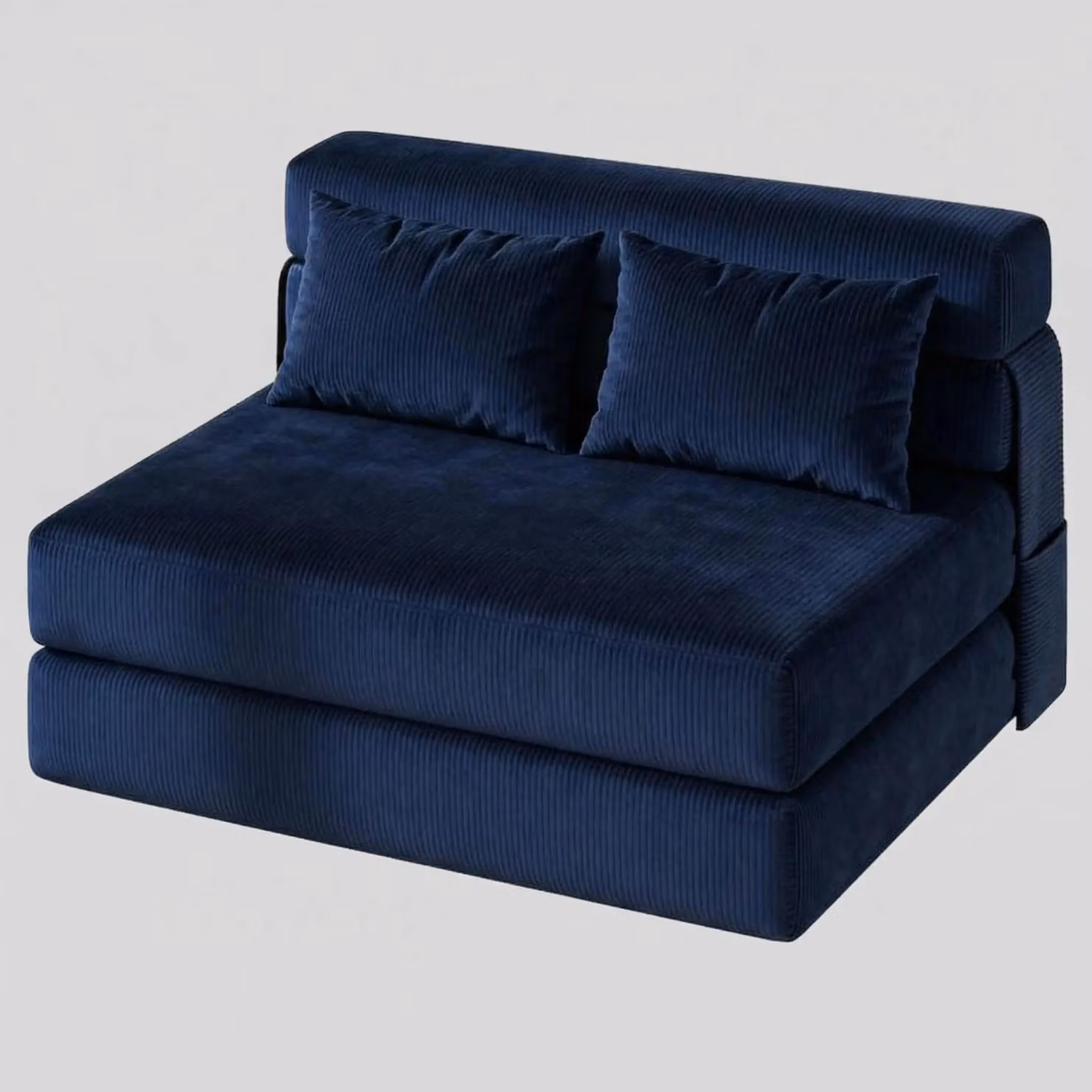 Divano letto 2 in 1 - Divano ad angolo pieghevole - Poltrona letto e divano da terra - Struttura in metallo - Rivestimento in velluto - Blu scuro