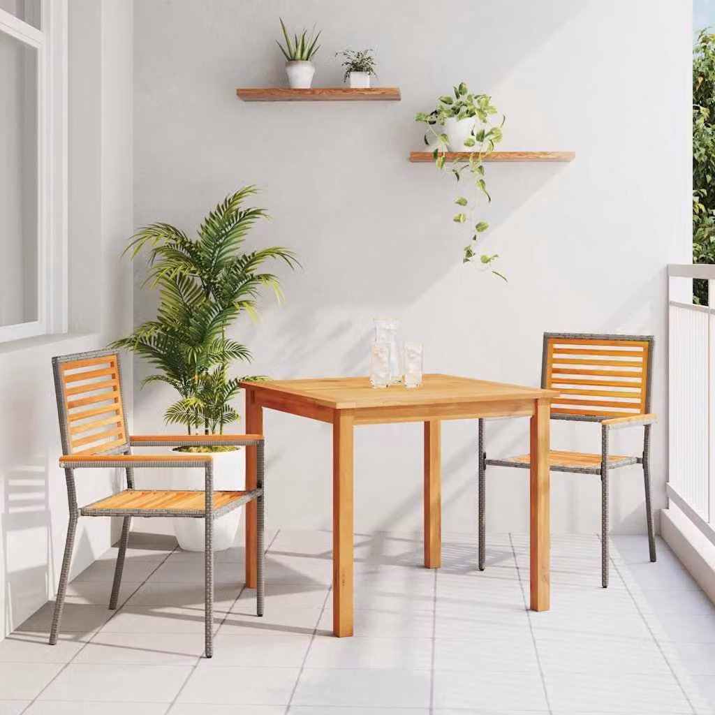 Maison Exclusive - Set da giardino per esterni, 3 pezzi, legno massello di acacia, colore grigio