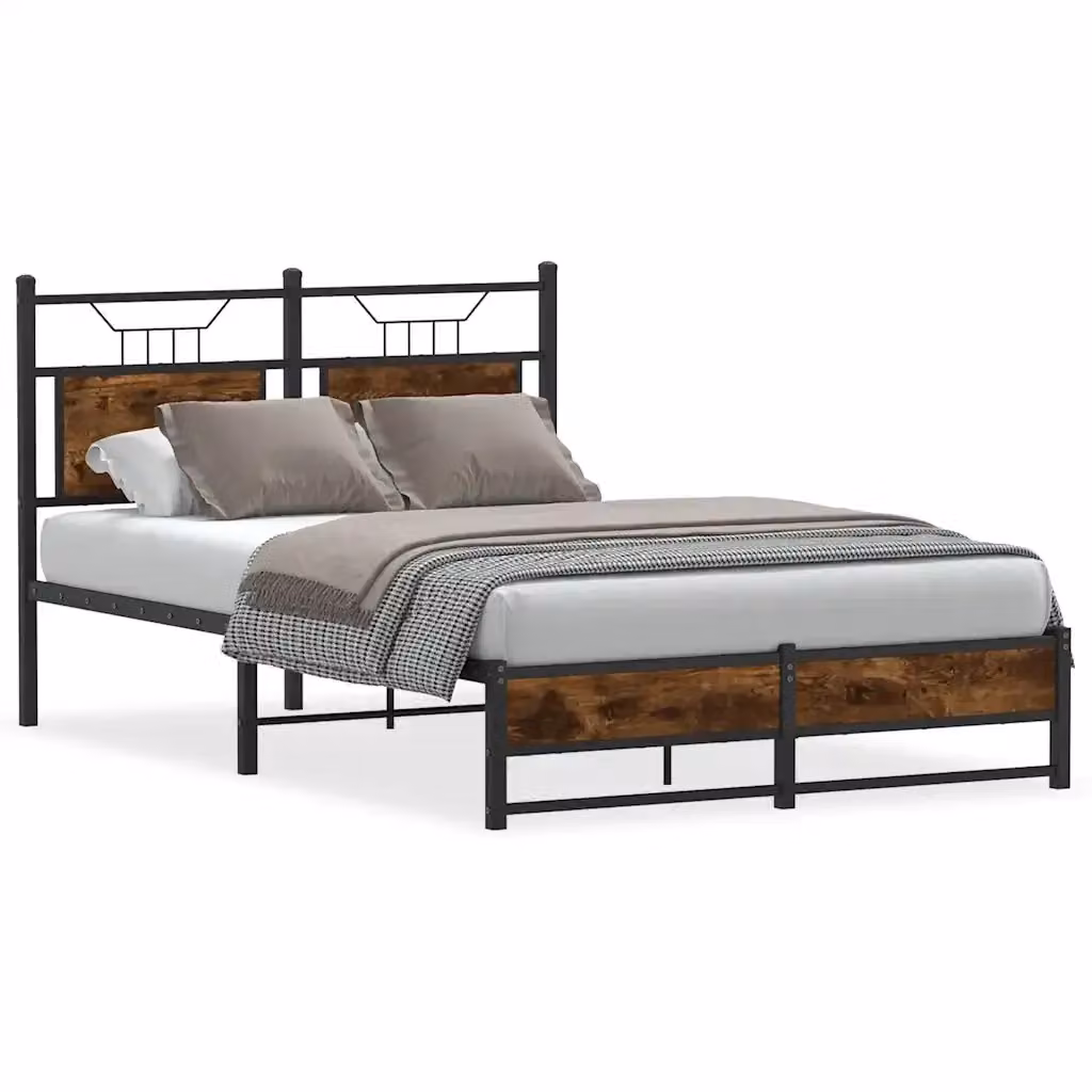 Struttura Letto Design Mania in Rovere e Metallo Colore Marrone L/P/H: 120 x 200 x 91.5 cm – 2