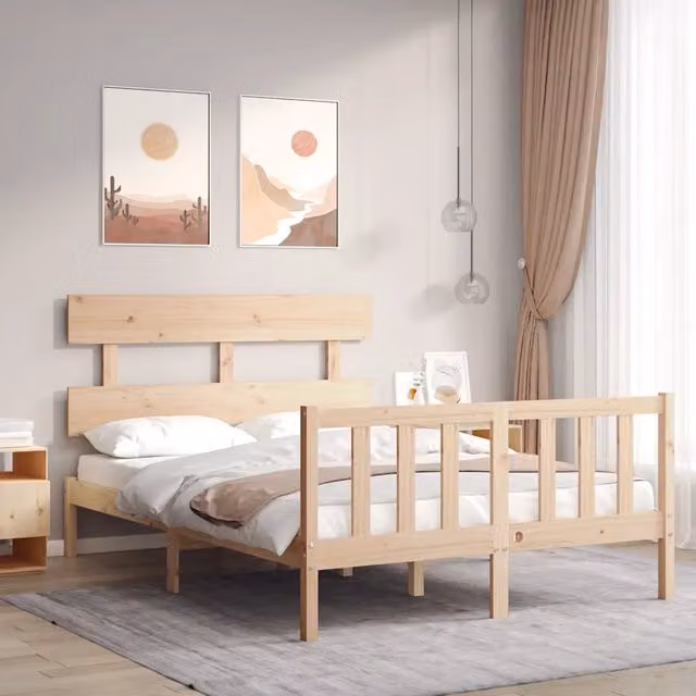 Struttura Letto Design Mania in Legno Massello di Pino Grezzo con Doghe Fisse L/P/H: 200 x 140 x 25 cm