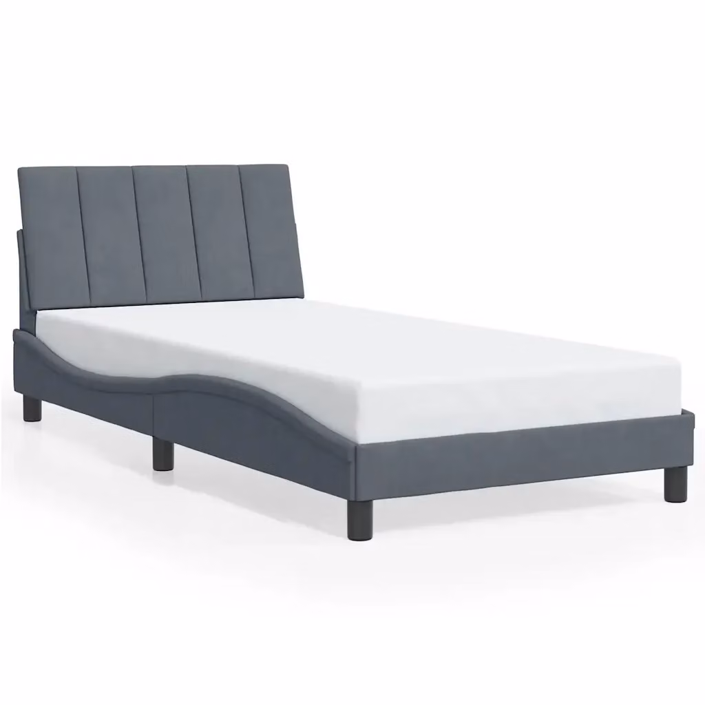 Giroletto Hanko VIDAXL in Velluto Grigio Scuro senza Materasso L/P: 100 x 200 cm – 2