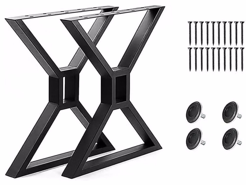 Set di 2 gambe per tavolo in acciaio a forma di "X"