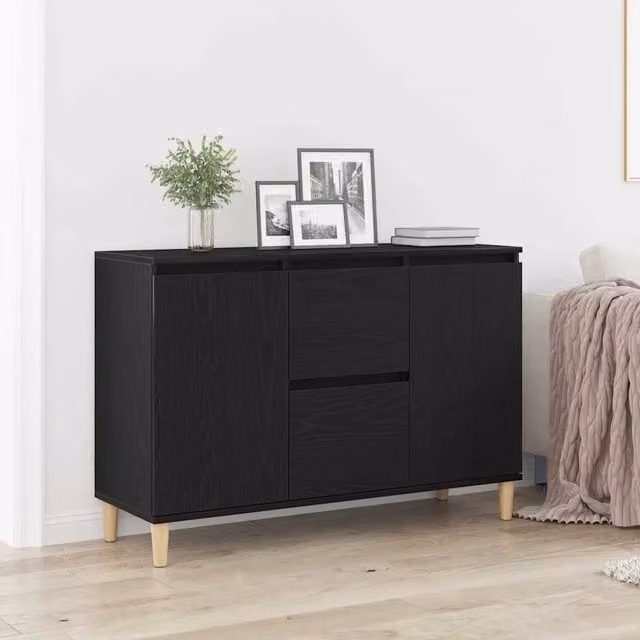 Credenza moderna vidaXL in legno nero per soggiorno e sala da pranzo L: 101 cm, P: 35 cm, H: 60 cm – 1