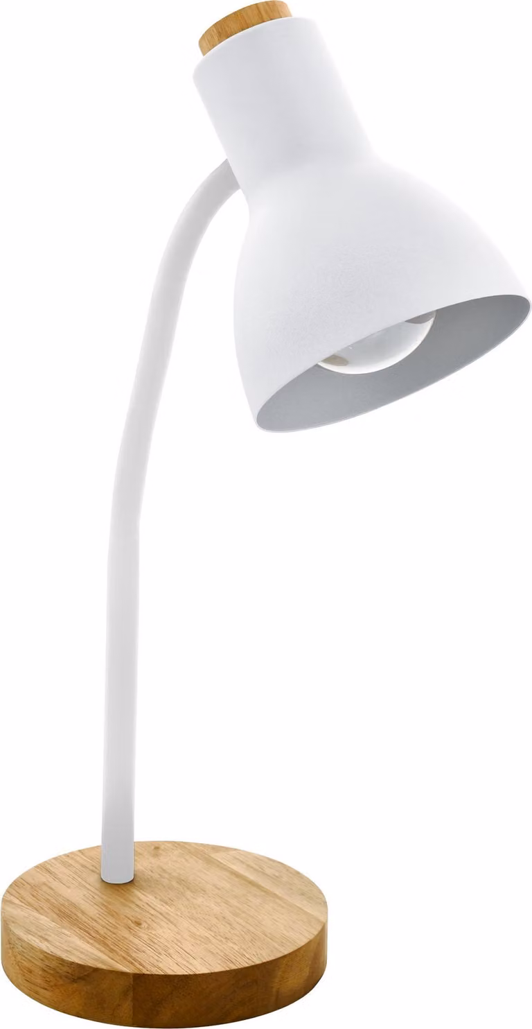 Lampada Da Tavolo Minimal Veradal Legno Bianco 1 Luce E27