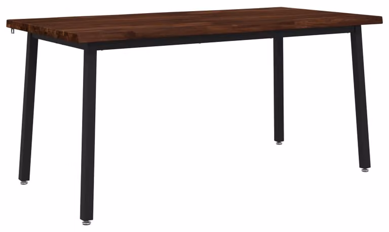 Tavolo da pranzo con piano in legno massello di acacia, bordi naturali, dimensioni 160 x 80 x 75 cm