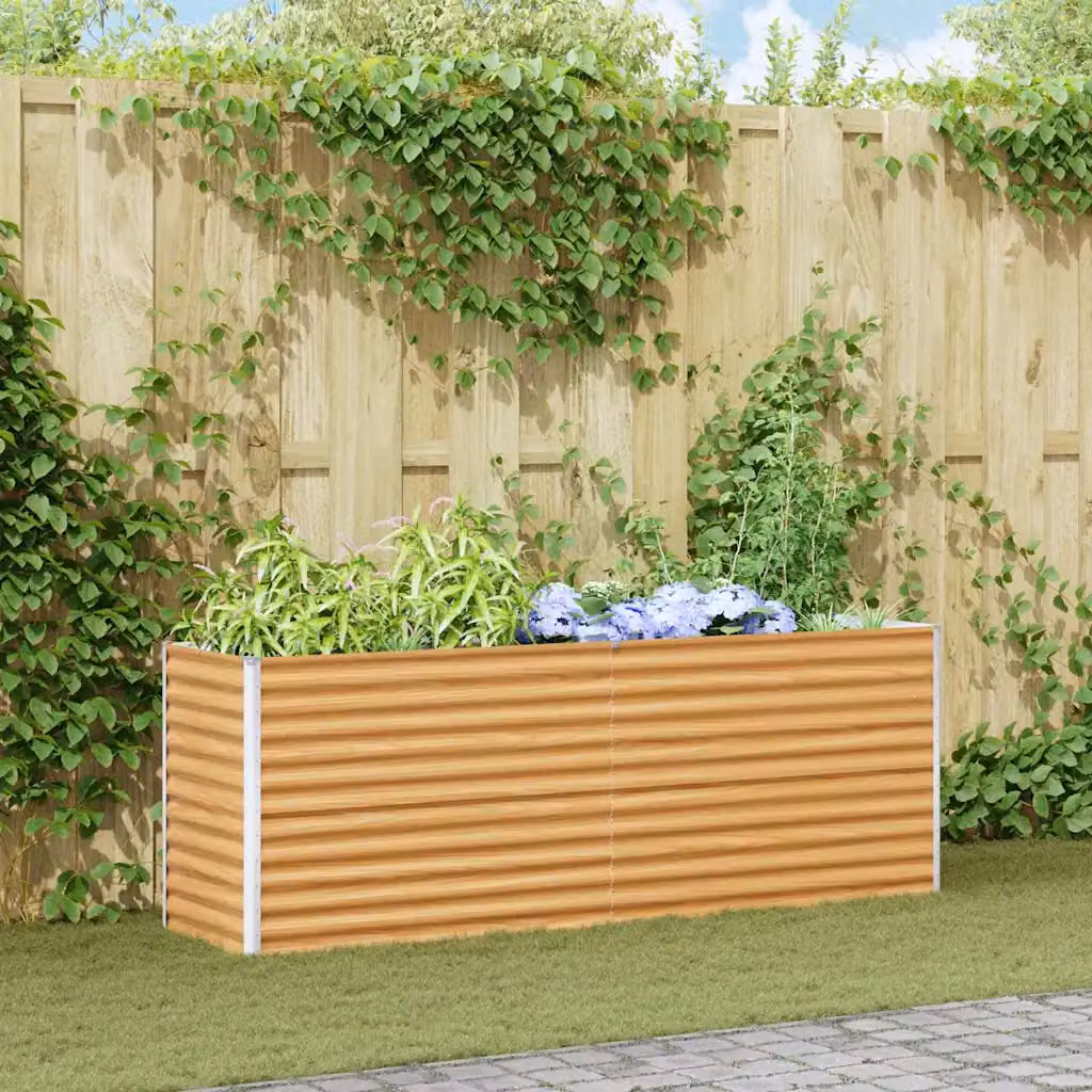 Letto rialzato da giardino vidaXL in acciaio galvanizzato Marrone Chiaro L: 195 cm, P: 50 cm, H: 68 cm