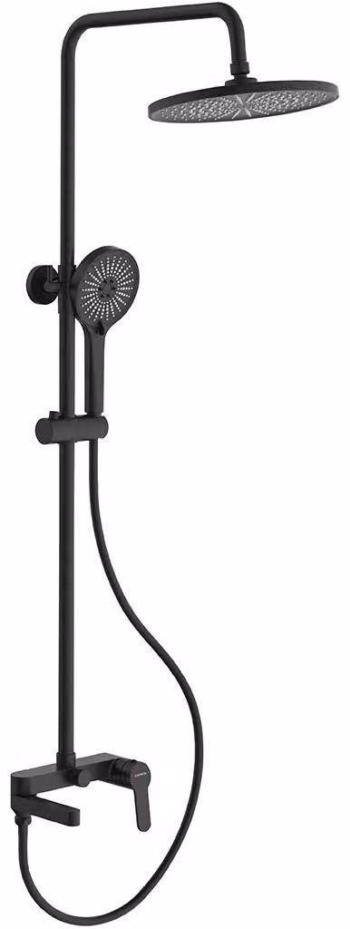Colonna doccia a parete Velea - miscelatore per vasca orientabile - nero opaco - 78-123 cm