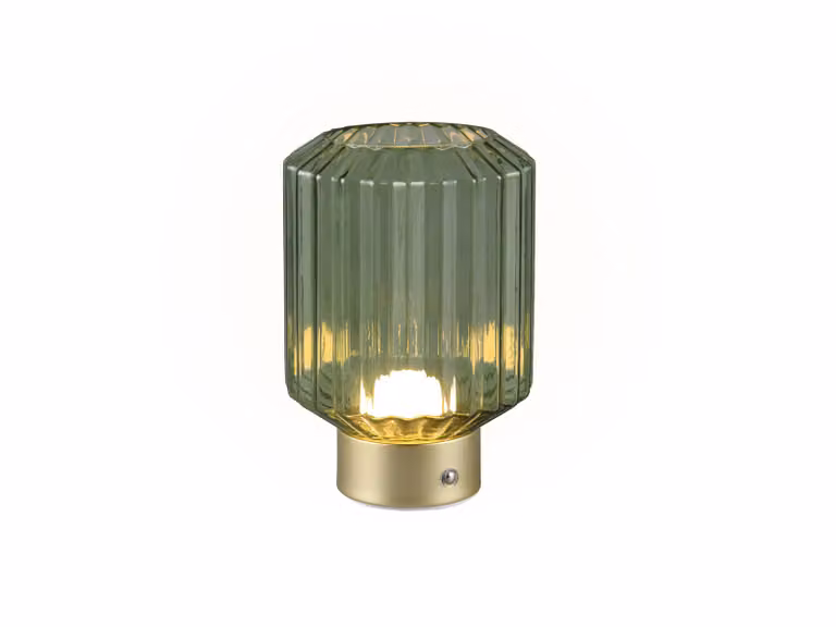 Lampada da tavolo a LED - H 19 cm - Verde - Colore ottone - Vetro - Metallo - Regolabile