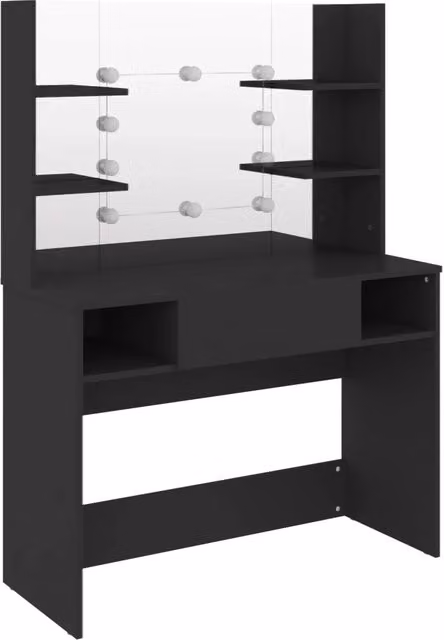 Toeletta Hollywood con Luci LED in MDF Nera L: 100 cm, P: 40 cm, H: 135 cm – 1