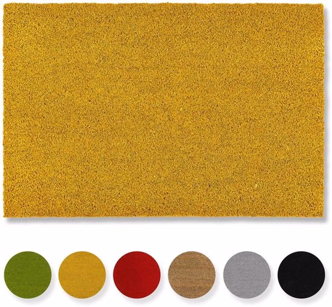 Tappetino in fibra di cocco 40x60 cm, giallo, antibatterico, per spazi esterni coperti