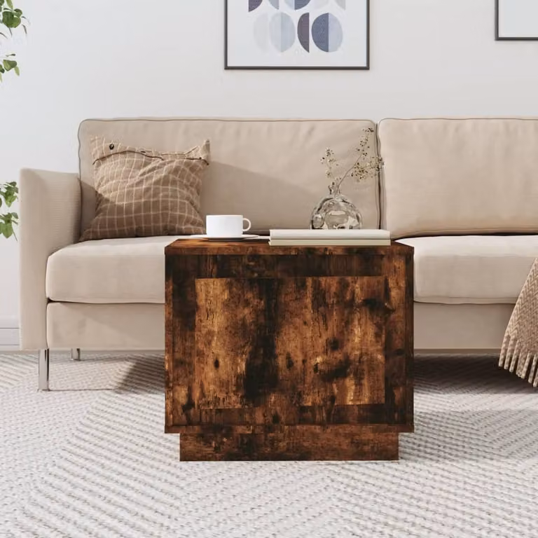 The Living Store tavolino in rovere fumé 51x50x44 cm materiale a base di legno