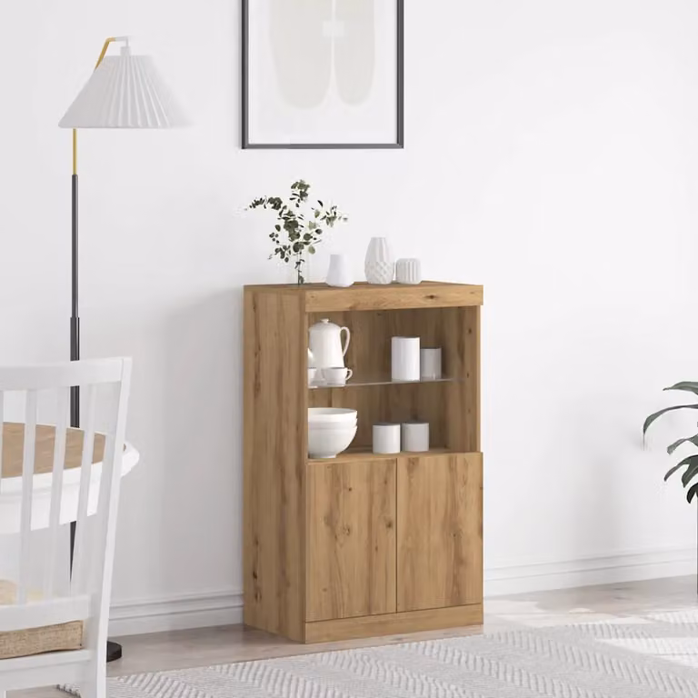 Madia moderna vidaXL con illuminazione LED integrata in legno ingegnerizzato marrone L: 60 cm, P: 37 cm, H: 100 cm