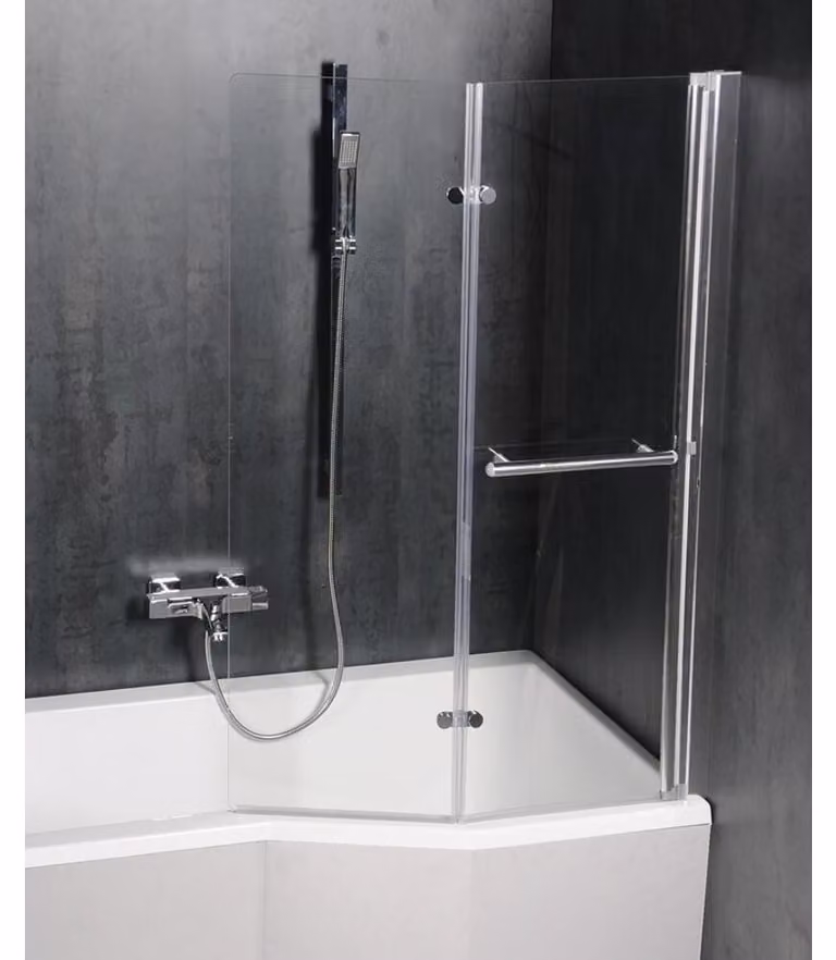 Schermo da bagno pieghevole ODESSA, l. 970 mm, argento, vetro trasparente