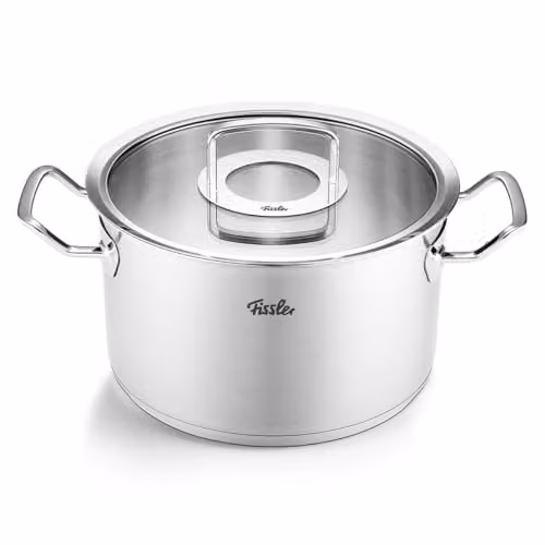 Fissler Original-Profi Collection - Pentola in acciaio inox (diametro 24 cm, 6,3 l) con coperchio in vetro, compatibile induzione