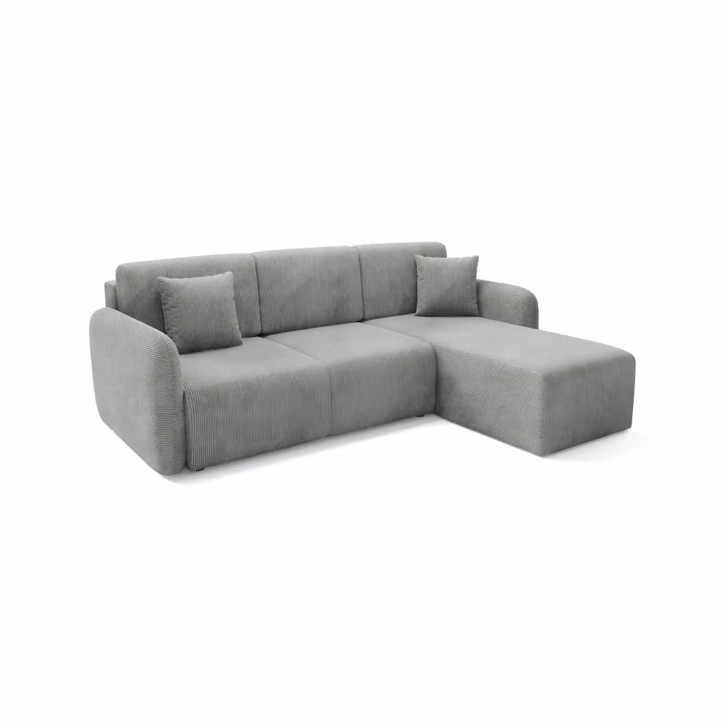 Divano Letto con Penisola Contenitore DMORA, Grigio, L/P/H: 245 x 185 cm – 2