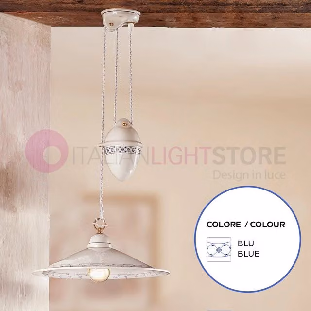 FIESOLE Saliscendi Sospensione Ceramica d. 43 Rustica Country COLORE DECORI: BLU
