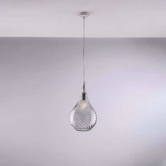 Lampadario Moderno Pluvia Metallo Grigio Fumè 1 Luce E27