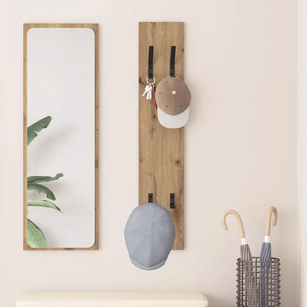 Appendiabiti a muro moderno vidaXL in legno marrone con ganci distribuiti
