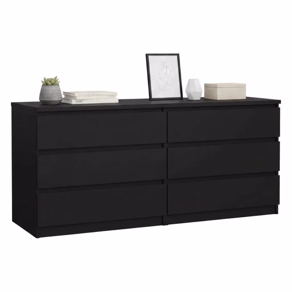 Credenza Joyce DMORA, Buffet e Madia da Soggiorno o Cucina, Nero Opaco, L: 154 cm, P: 50 cm, H: 68 cm – 2