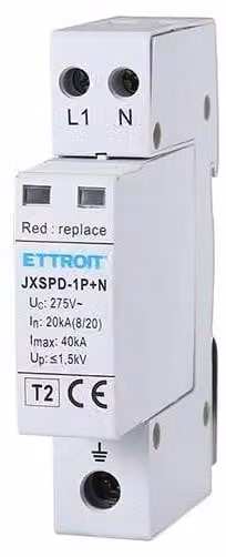 Scaricatore di sovratensione T2 220V 1P+N 2 Poli Occupa 1 Modulo DIN Ettroit JXSPD-1P+N