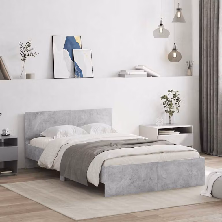 Giroletto con Testiera vidaXL in Grigio, L/P/H: 120 x 200 x 70 cm