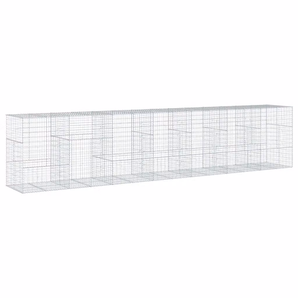 Cesto Gabbione con Copertura vidaXL in Ferro Zincato Argento L/P/H: 700 x 100 x 150 cm – 2