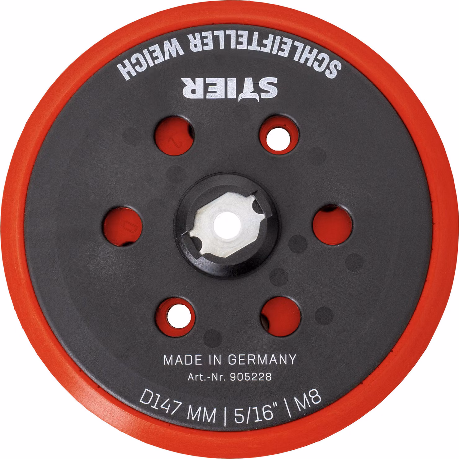 STIER Platorello morbido D147mm 5/16" M8 per levigatrice eccentrica, 150 mm, con velcro
