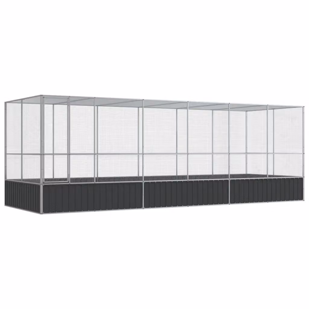 Voliera con estensione VIDAXL in acciaio color argento e antracite L: 625 cm, P: 207 cm, H: 212 cm – 2