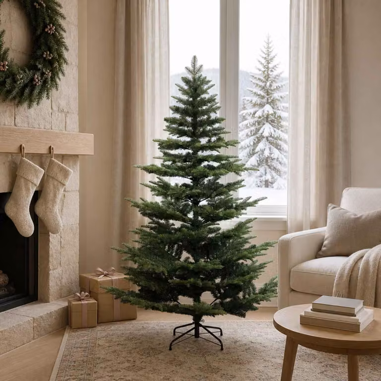 Albero di Natale artificiale pieghevole, 120 cm, in PE e PVC, colore verde