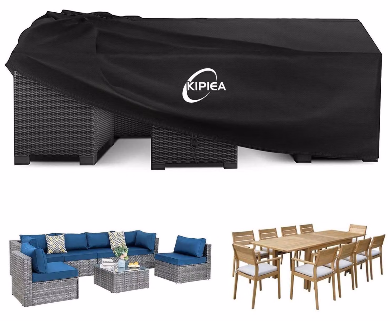 Telo protettivo rettangolare per mobili da giardino, impermeabile, in tessuto Oxford 420D, dimensioni 229x163x71 cm