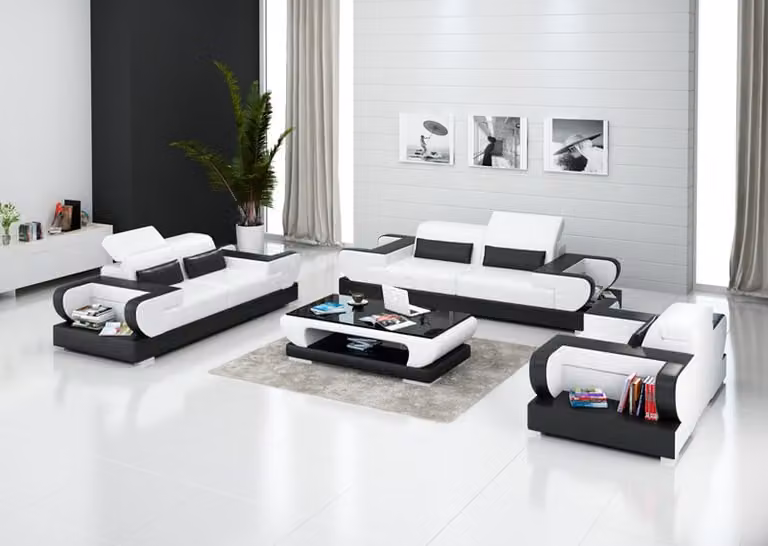Ledersofa Couch Wohnlandschaft 3+2+1 Sitzer Garnitur Design Modern Sofa mit USB