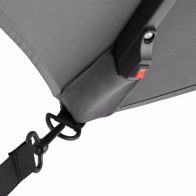 Ombrellone a braccio tectake Sunna con LED a energia solare e manovella, grigio, L 250 x P 250 cm