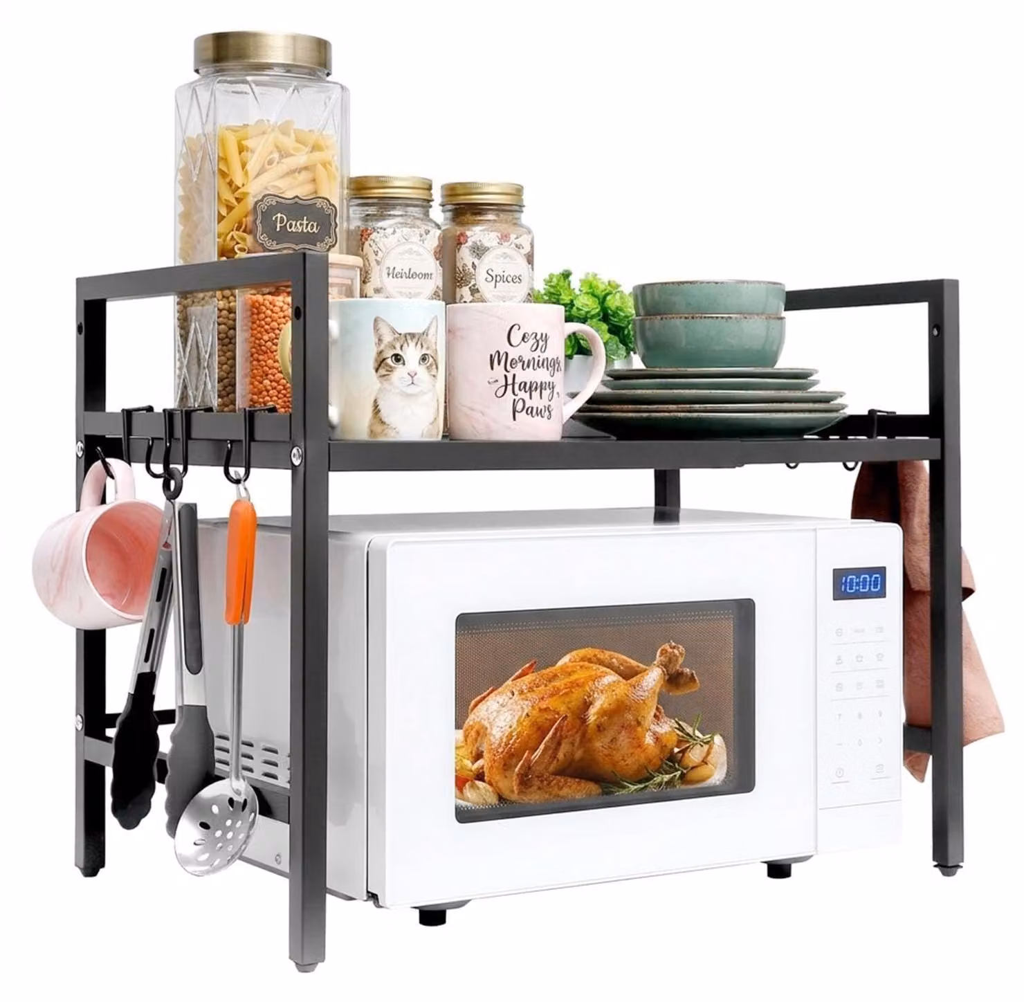 Solidchoice - Portaoggetti per microonde espandibile con ganci
