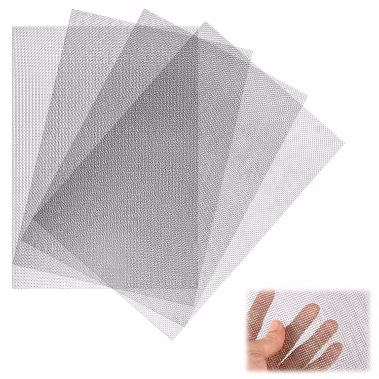 Griglia in acciaio inossidabile a maglia fine, dimensioni 21x30 cm, confezione da 4 pezzi, fori di 1 mm