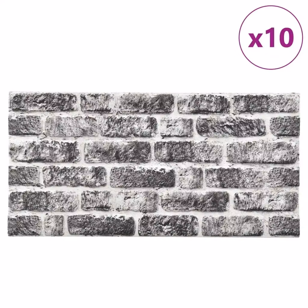 Set di 10 pannelli da parete in polistirolo vidaXL, Grigio Scuro e Bianco, L: 100 cm, H: 50 cm – 2