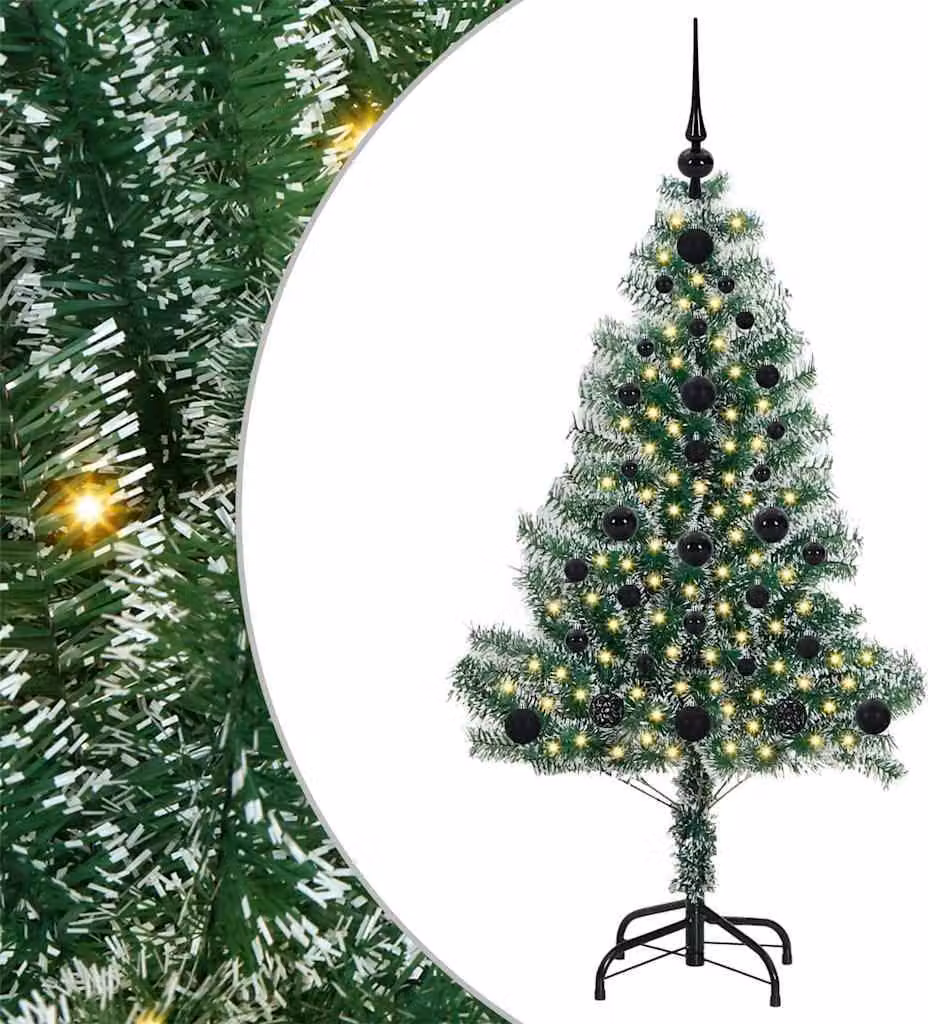 Albero di Natale Artificiale Imbiancato con Luci LED 120 cm