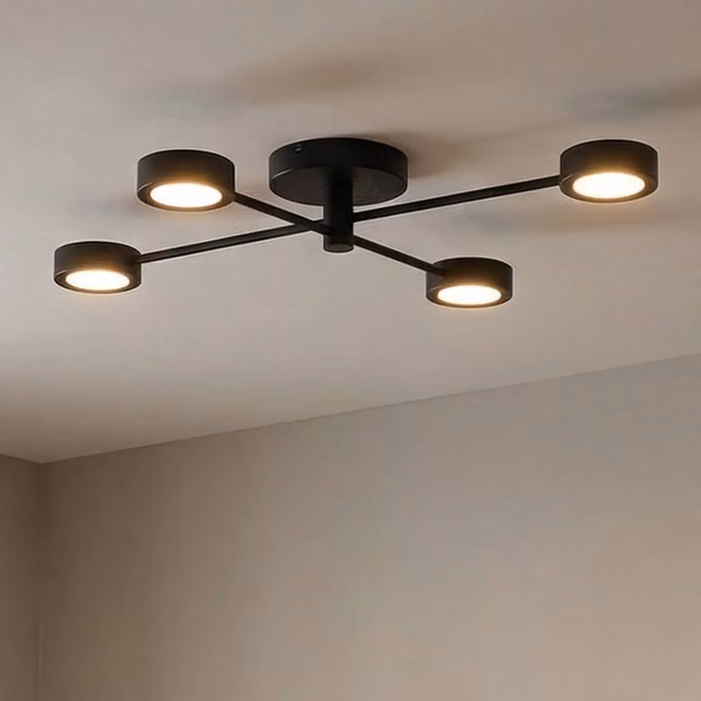 Nordlux Plafoniera soffitto Clyde Flex, dimmerabile, Nero, Soggiorno / Sala da pranzo, Metallo, Plafoniera