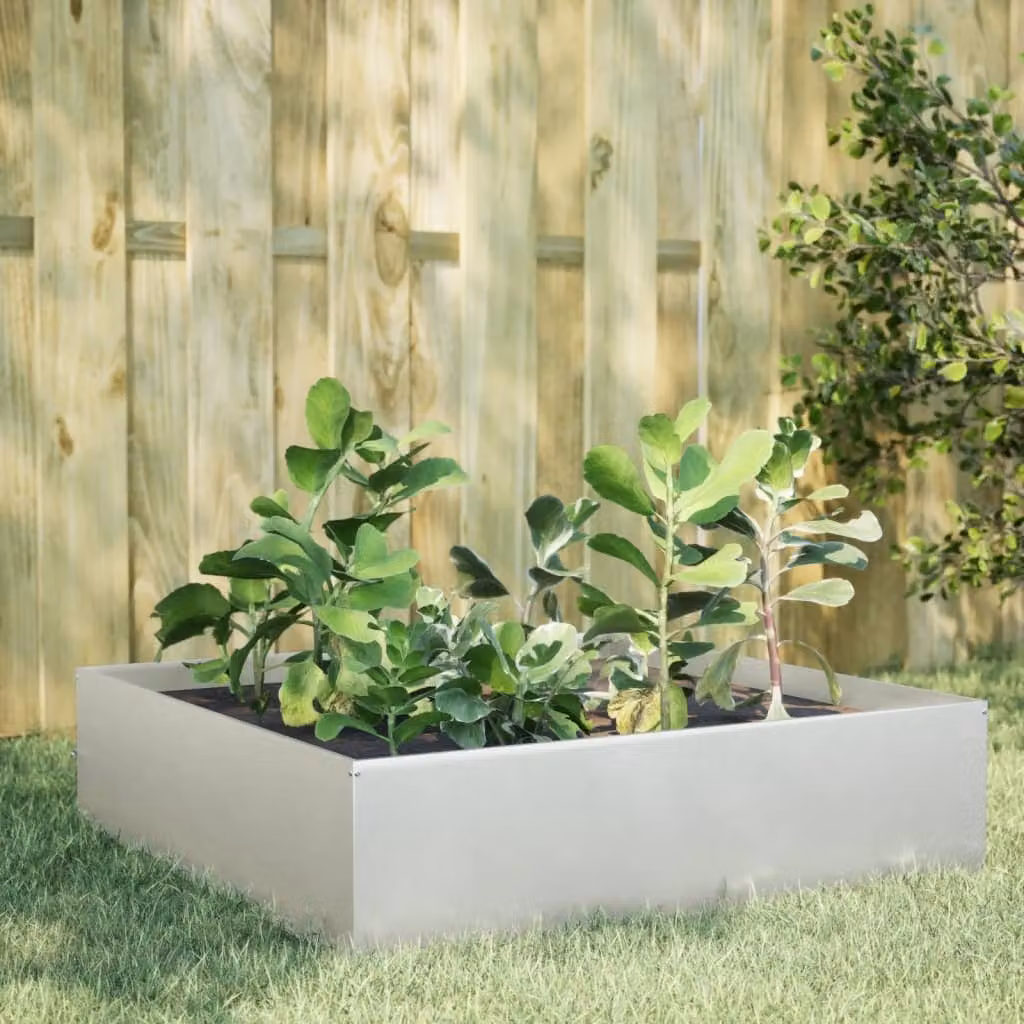 Fioriera Rialzata da Giardino vidaXL in Acciaio Inox Argento L/P/H: 100 x 100 x 41 cm