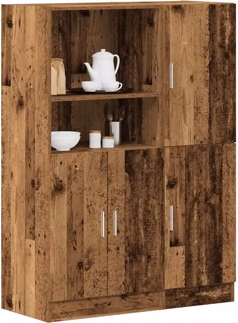 Set di mobili da cucina vidaXL in stile rustico marrone con ante a battente e ripiani interni, realizzato in MDF, montaggio a parete, L: 131,5 cm, H: 95,0 cm, P: 41,5 cm