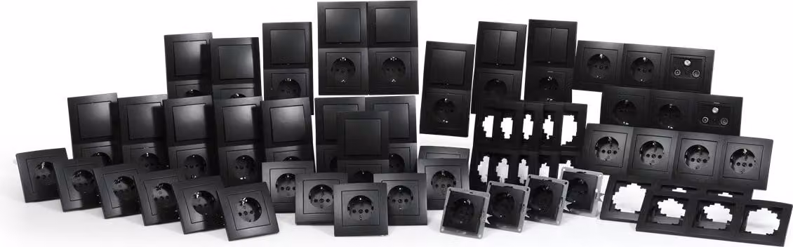 Set di interruttori e prese di corrente McPower Flair per case monofamiliari professionale 95 pezzi connessione a spina nero