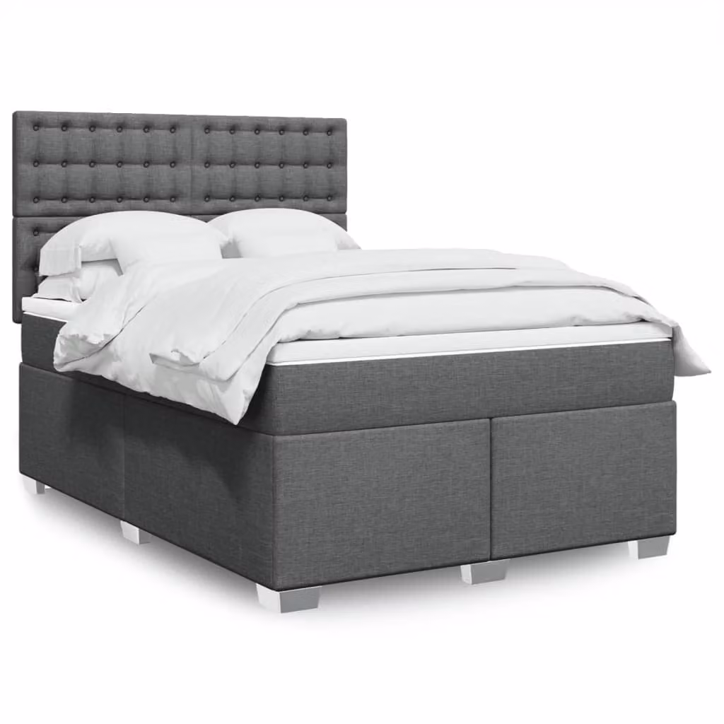 Maison Exclusive - Giroletto a Molle con Materasso Grigio Scuro 160x200 cm Tessuto