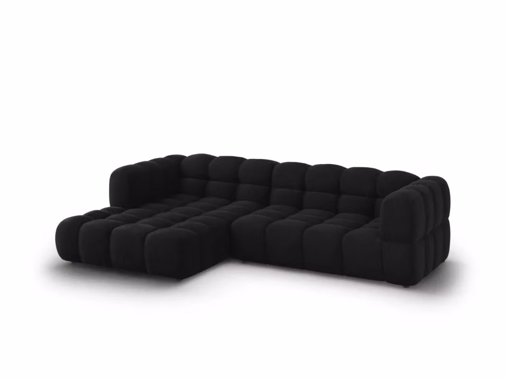 Divano angolare modulare Sky Cosmopolitan Design a 4 posti in velluto nero con orientamento sinistro L/P/H: 272 x 132 x 75 cm – 2
