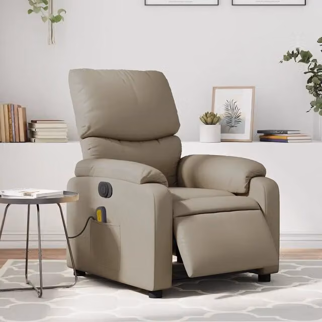 Divano Sedia-Poltrona Reclinabile Massaggio Elettrica Cappuccino Similpelle 239021