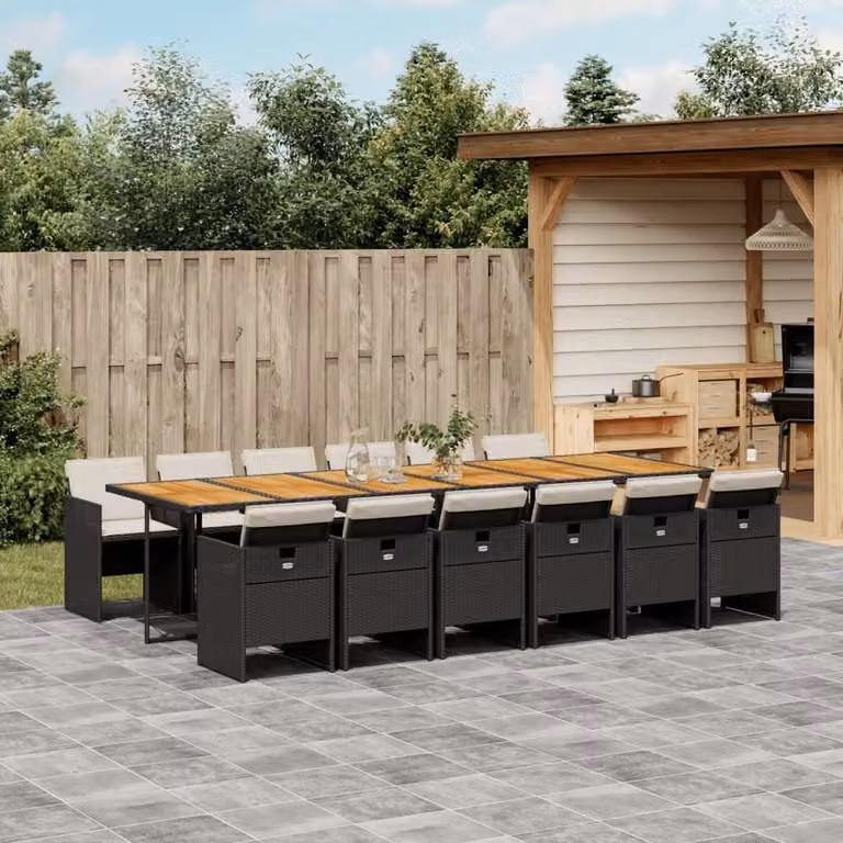 Maison Exclusive - Set da Pranzo da Giardino 13pz con Cuscini Nero in Polyrattan
