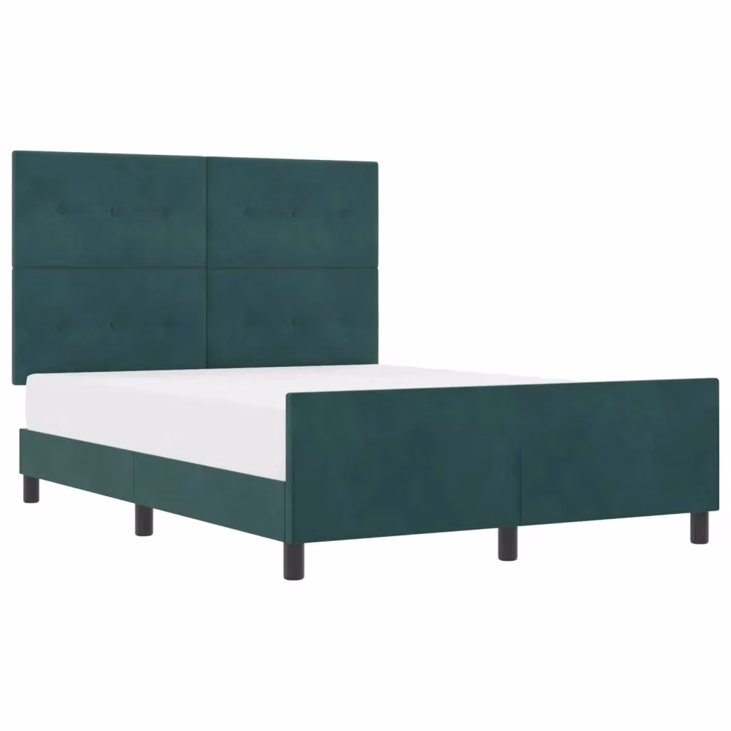 Letto a molle con testiera in velluto verde scuro vidaXL L/P: 140 x 190 cm – 2