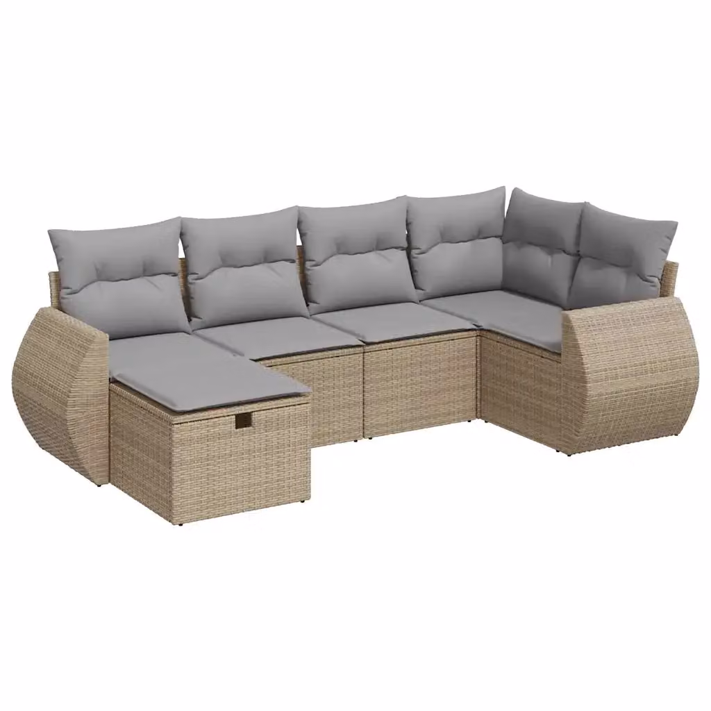 Set Divano da Giardino a L vidaXL in Polyrattan con Cuscini Beige e Grigio per Terrazza e Balcone – 2