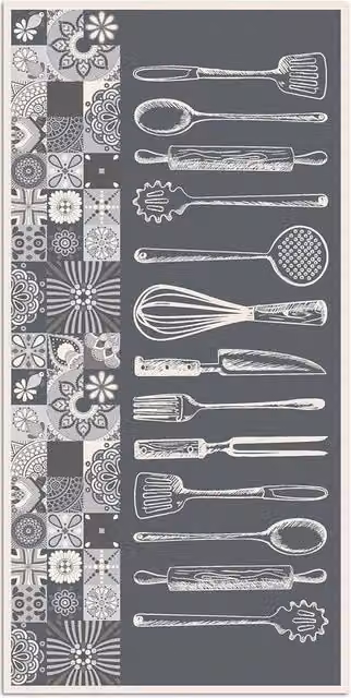 Tappeto in Vinile per Cucina Grigio 80x150 cm - Copertura per Pavimento Antiscivolo e Antimuffa - Grande Tappeto PVC per Salotto